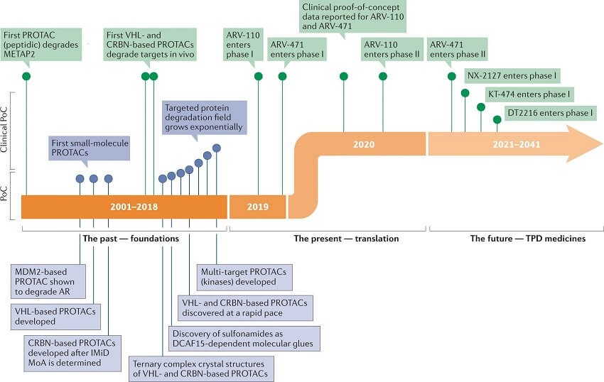 Timeline of PROTAC discoveries 