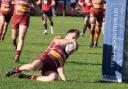 Matt Riley scores a try against Blackheath. Picture by Glenn Hutton