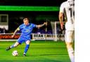 Nicky Adams on the ball for Radcliffe during Tuesday night's 2-0 home defeat to Buxton Picture: Barkley Costello