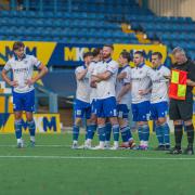 Bury players during the penalty shoot-out against Chadderton in the FA Vase Picture: Phil Hill