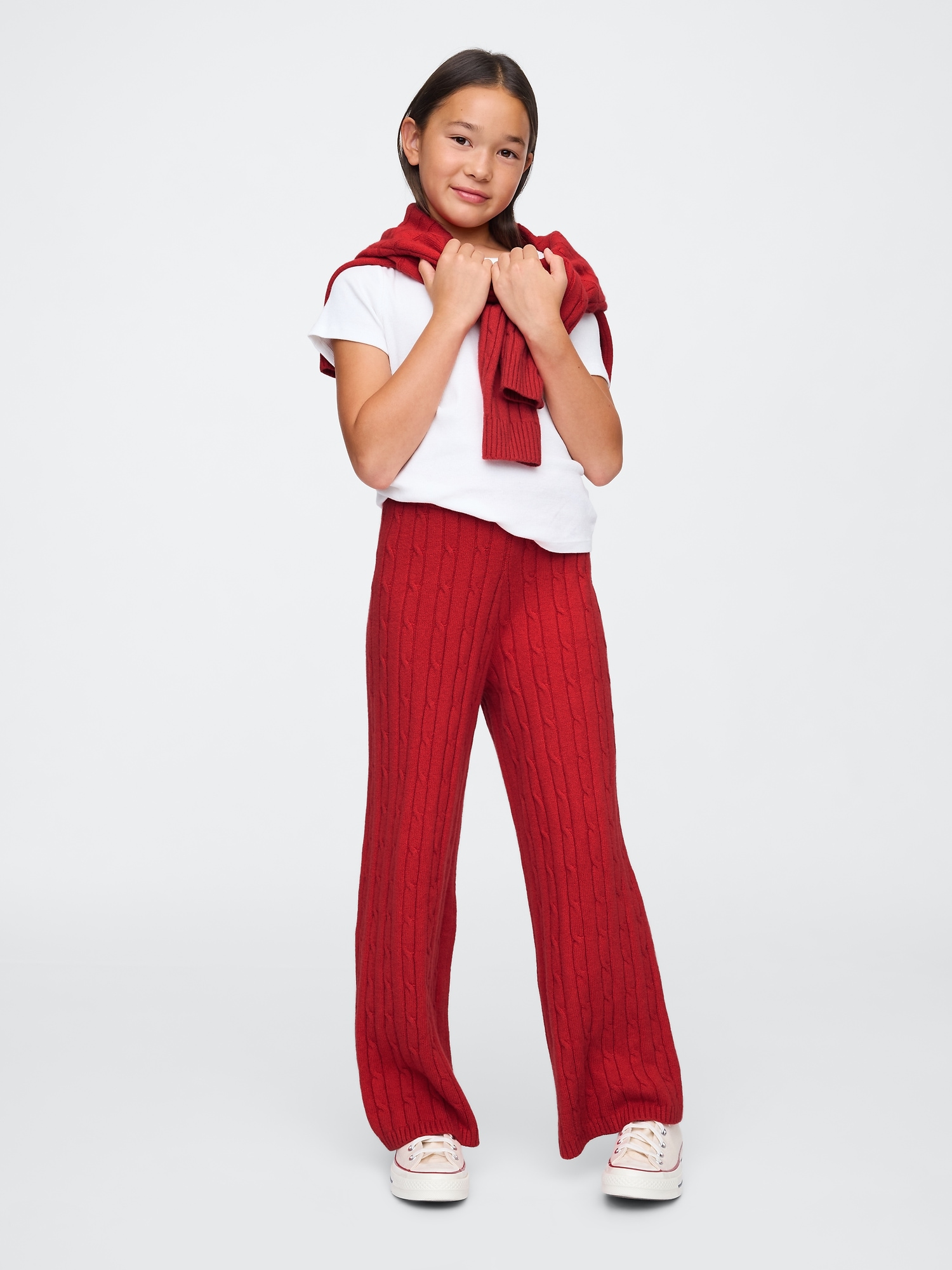 Kids CashSoft Cable-Knit Sweater Pants