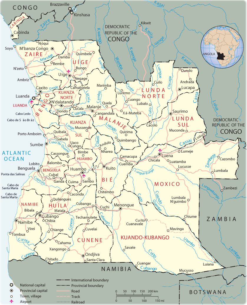 Detailed Political And Administrative Map Of Angola Angola Africa Images