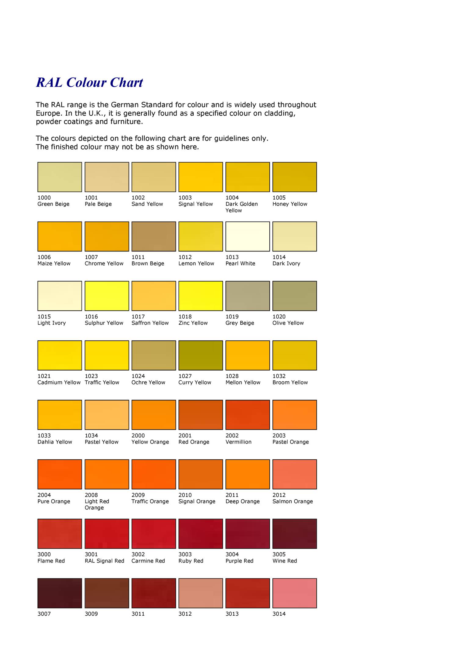 Ral Color Chart Ral Colour Chart Ral Color Chart Ral Colour Chart ...