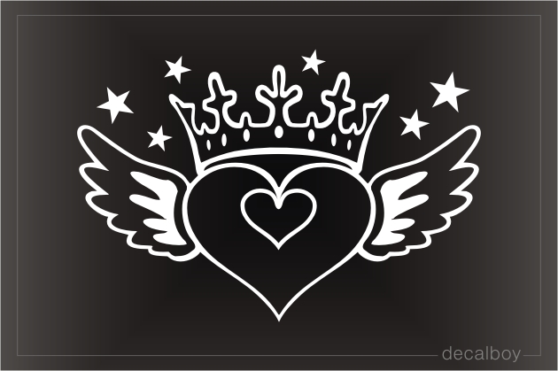 Heart Wings Stars Car Window Decal