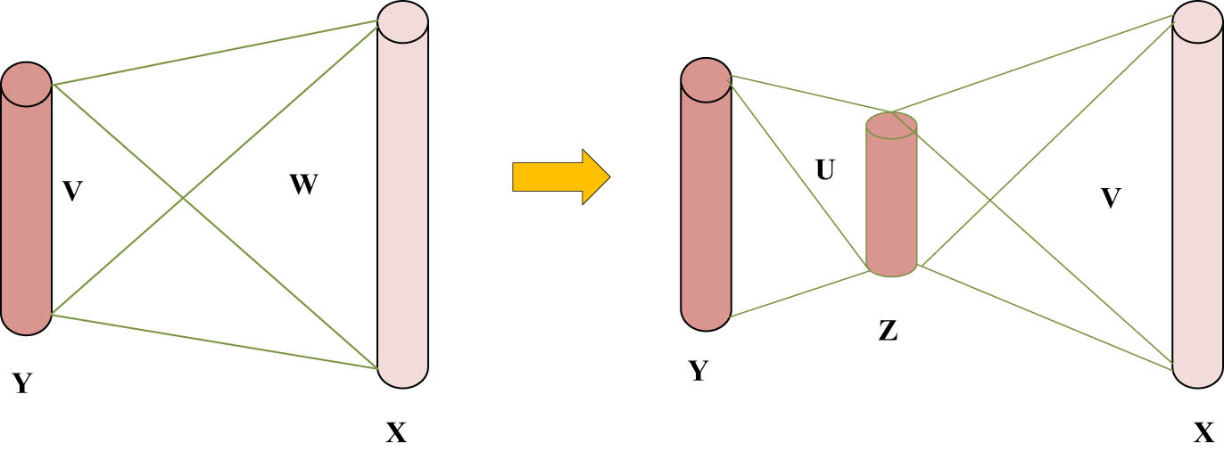 Figure 5 
                  SVD decomposition diagram of the fully connected layer.
               