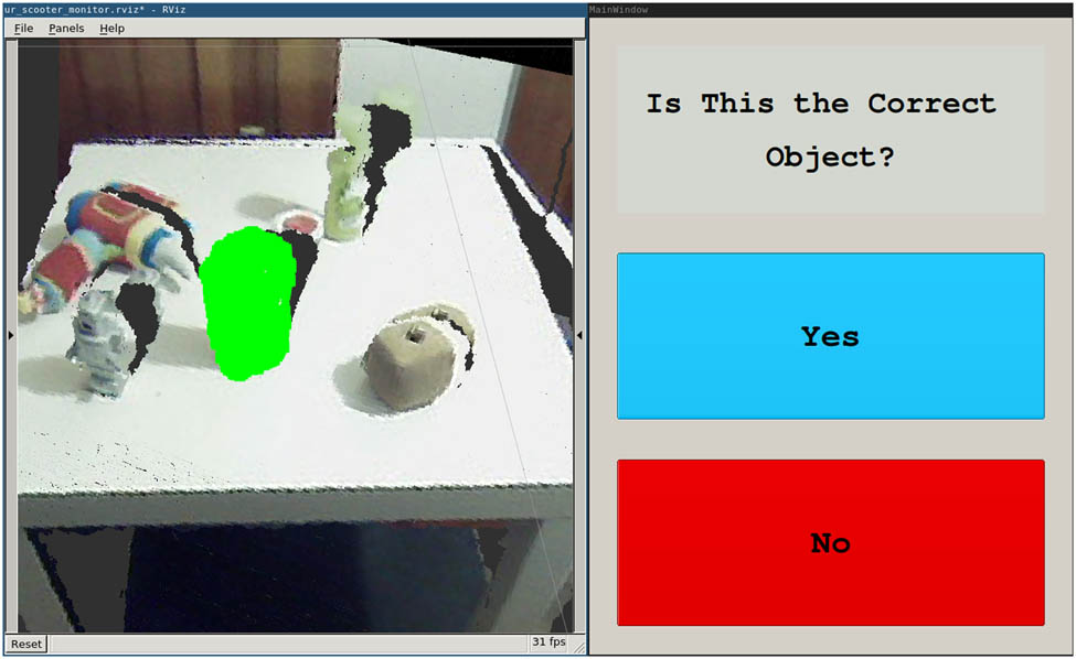 Figure 7 
                     The GUI is showing the selected object in green, and asking the user to confirm that the correct object is selected. This is the Confirmation state in Figure 3.
                  