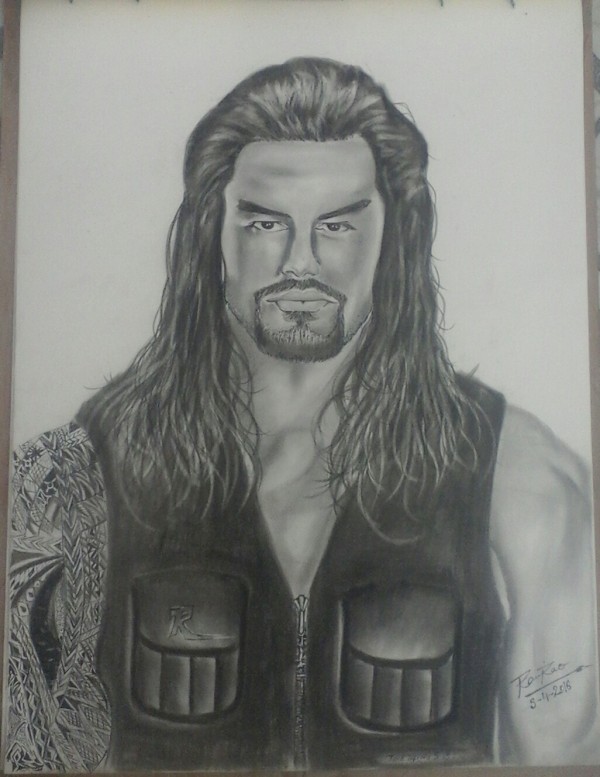 Pencil Sketch of -Roman Reigns - DesiPainters.com