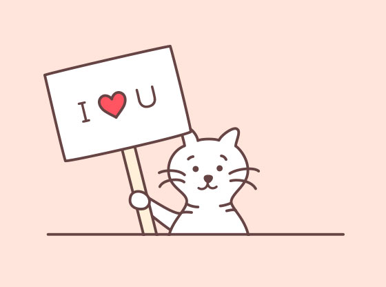 Sweet kitty with I-love-you sign