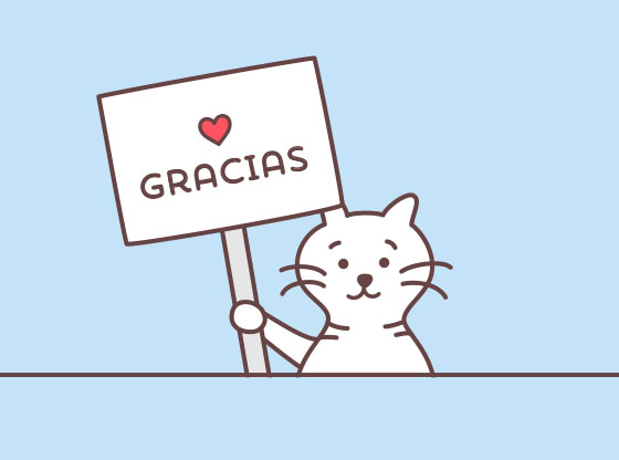 Tarjeta gracias con gato