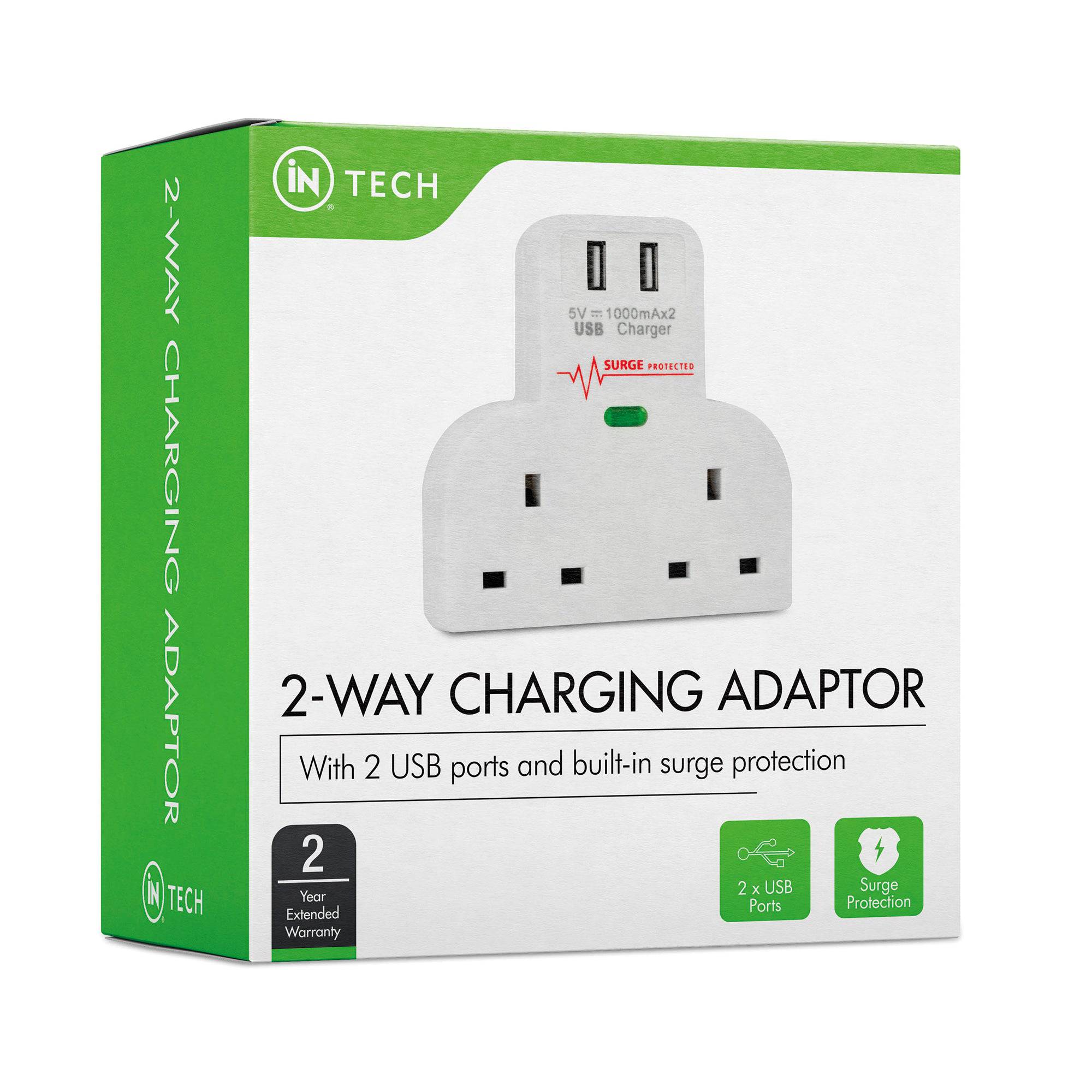 Double Plug Adapter With Twin USB Charging - DSL