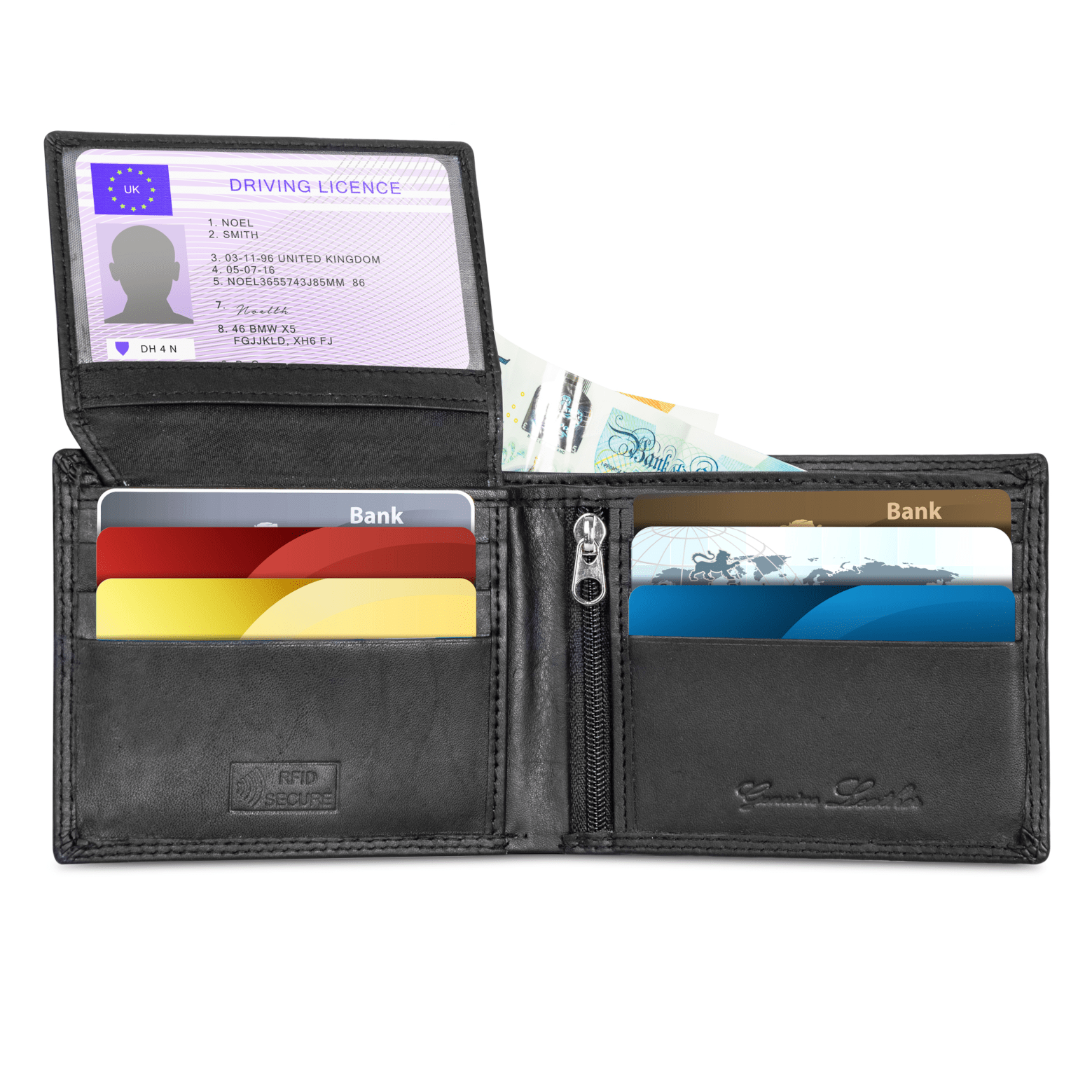 Men's Black Leather Wallet - JCB - DSL