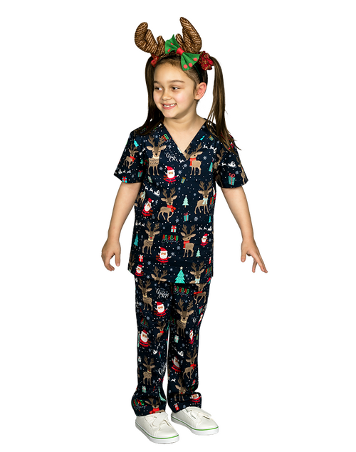 elitecare KIDS Hoofin it with Santa - Scrub set  (Top & Pants)