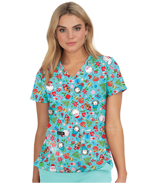 Vintage Santa Scrub Top 