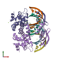 PDB entry 2nug coloured by chain, front view.