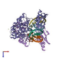 PDB entry 2nug coloured by chain, top view.