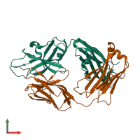 PDB entry 4jm4 coloured by chain, front view.