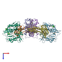 PDB entry 4rx4 coloured by chain, top view.