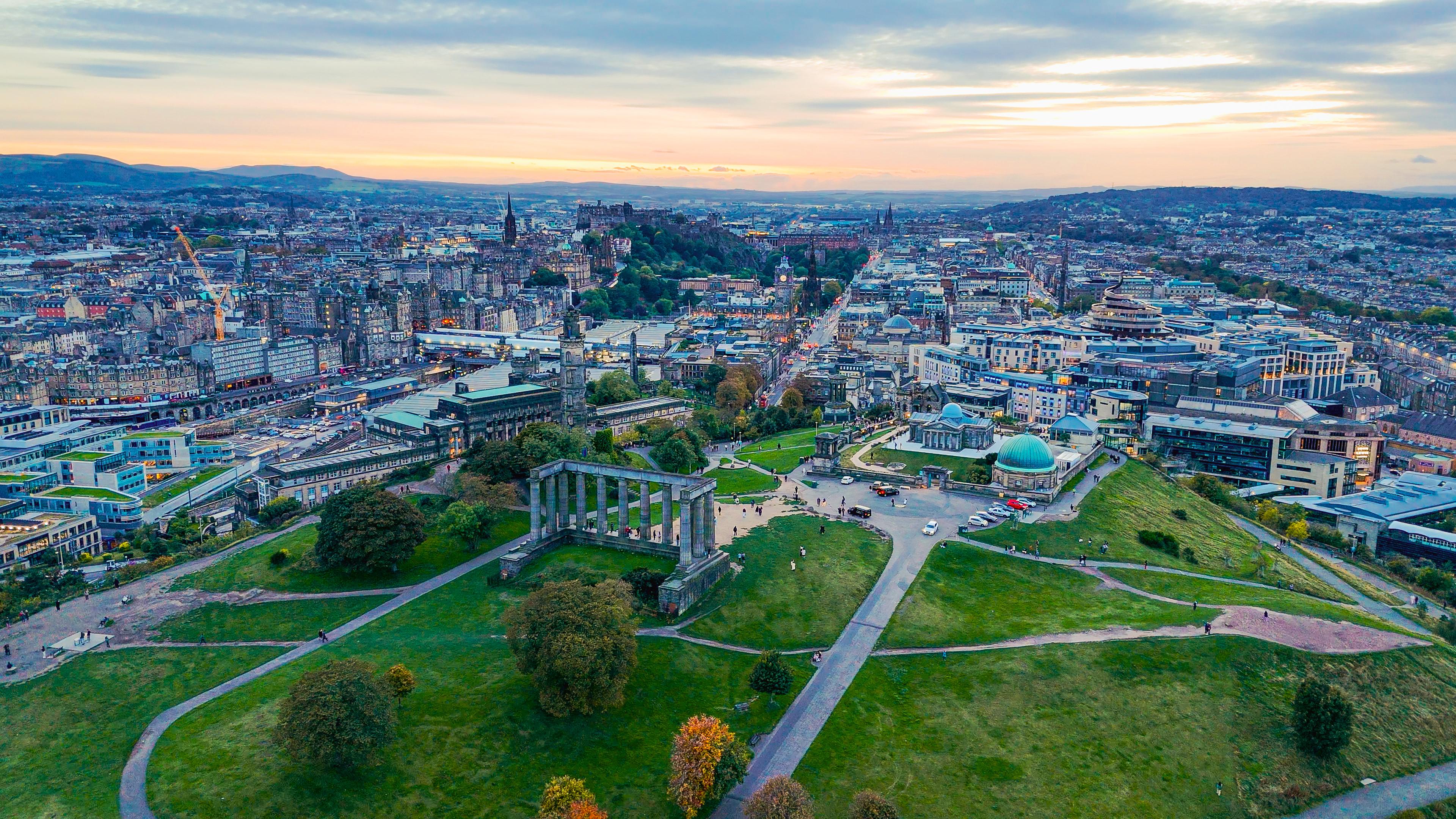 Calton hill aerial view