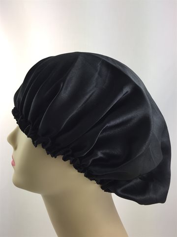 Sleeping Cap Satin Wrap cap Black