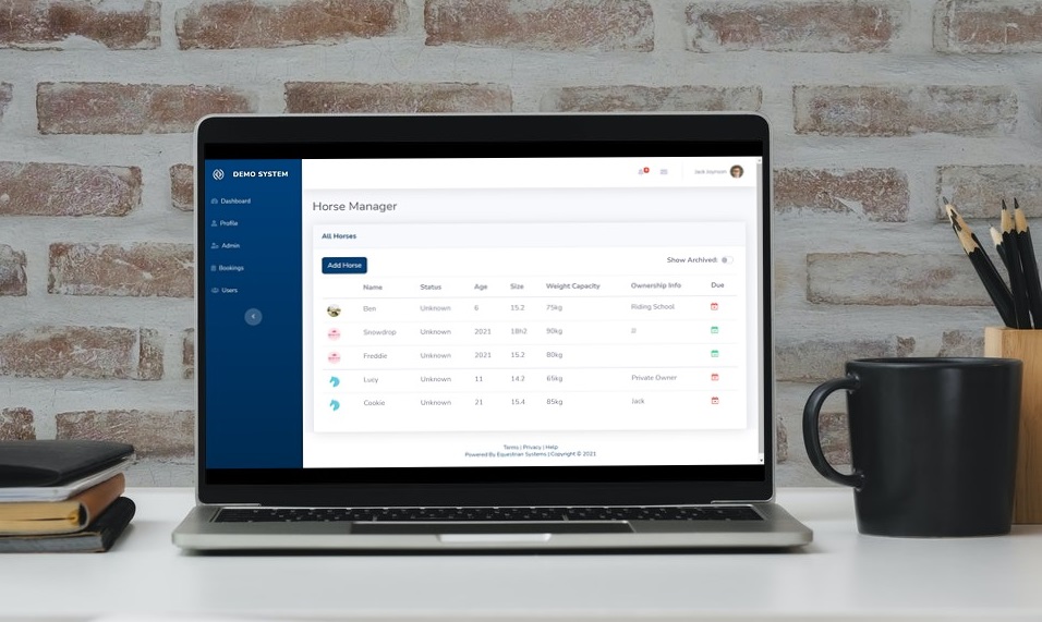 Equestrian Systems equestrian management online software screenshot