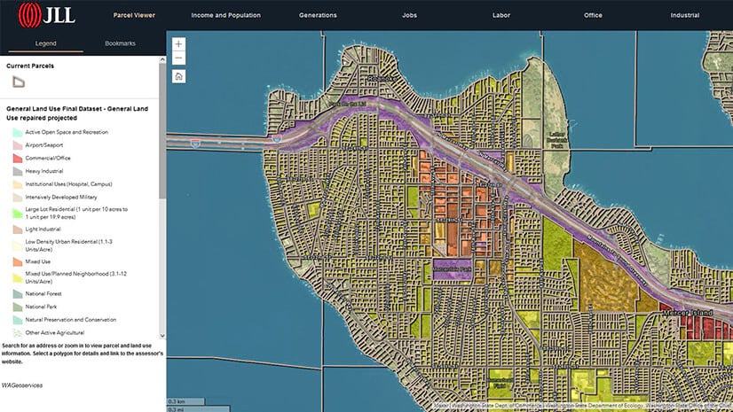 A JLL dashboard reveals real estate options