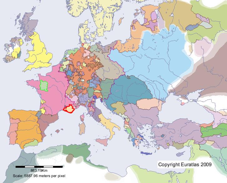 Karte von Provence im Jahre 1400