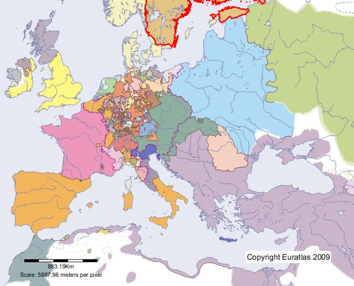 Karte von Schweden im Jahre 1600