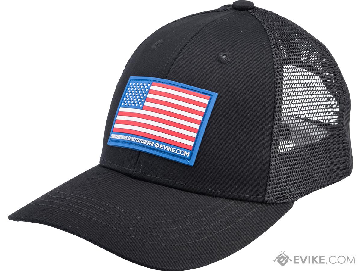 Evike.com Helium Armour UPF Curved Brim Baseball Cap (Color: Black / USA Flag)