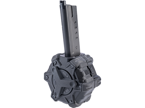 AW Custom Drum Magazine for Gas Blowback Airsoft Pistols & Rifles (Model: Desert Eagle / Black)