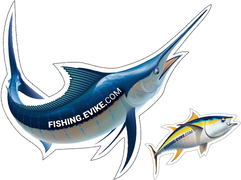 Fishing.Evike Vinyl Sticker (Design: Yellowfin Tuna)