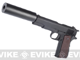 WE Newest Version Full Metal 1911 Military Airsoft Gas Blowback with Mock Silencer & Threaded Barrel