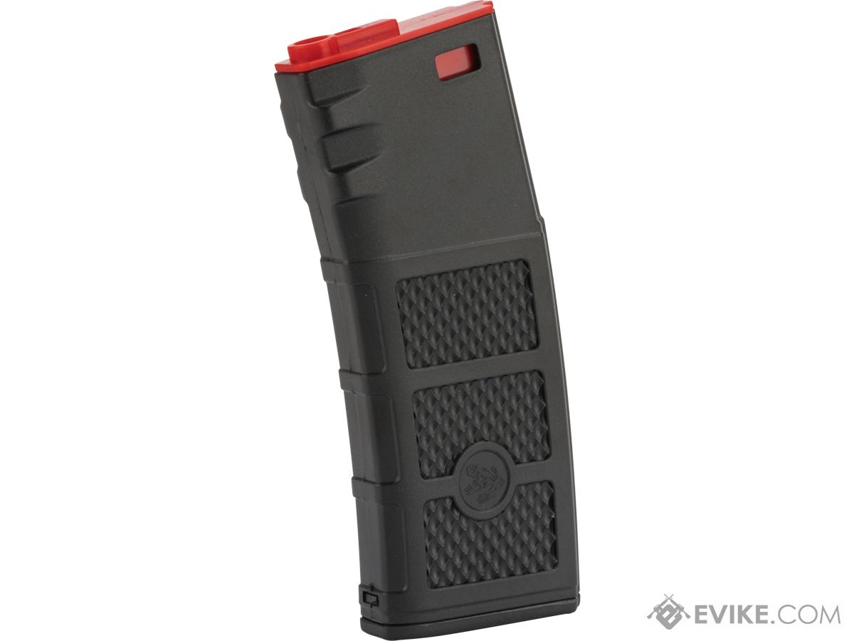 Evike High RPS Polymer Training Magazine w/ EV Texturing for M4 Airsoft AEG Rifles (Type: 130rd Mid-Cap / Black w/ Red Lip)