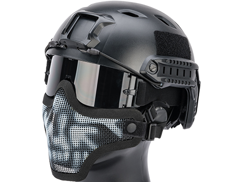 Matrix Iron Face Carbon Steel Mesh Striker V1 Lower Half Mask (Color: Black / Skull)