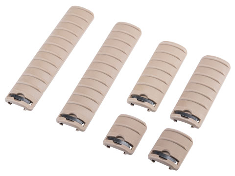 Matrix 6 Piece Airsoft Rail Cover Set 2-6-10 Rib set (Color: Dark Earth Tan)