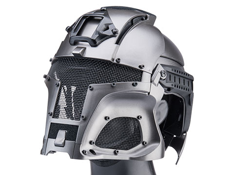 Matrix Medieval Iron Warrior Full Head Coverage Helmet / Mask / Goggle Protective System (Color: Bounty Hunter Silver)