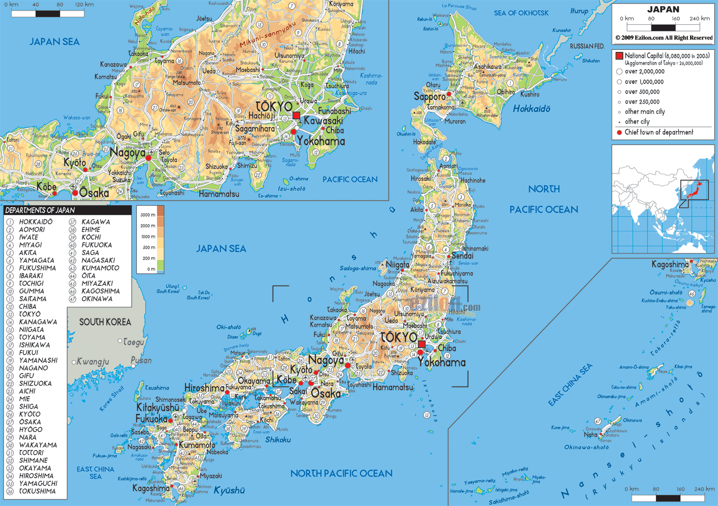 Geographical Map Of Japan Mountains