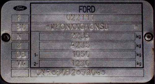 Ford chassis plate