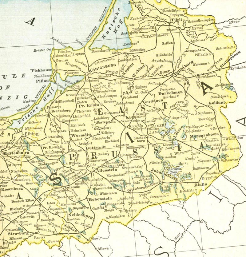 East Prussia District, Prussia - 1911 Map