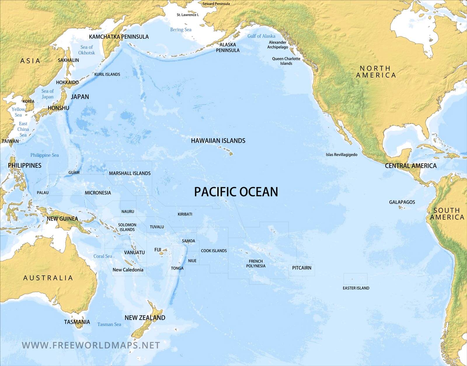 World Map Showing Pacific Ocean - Gillie Donnamarie