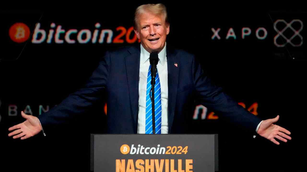 Donald Trump at the Bitcoin 2024 conference in Nashville, Tennessee