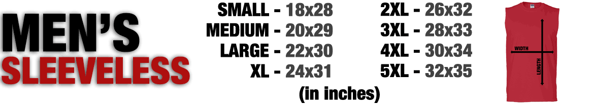 Sizing Chart for Mens Sleeveless