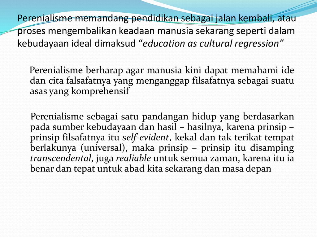 Contoh Perenialisme Dalam Pendidikan