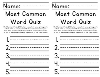 Quiz Template Word