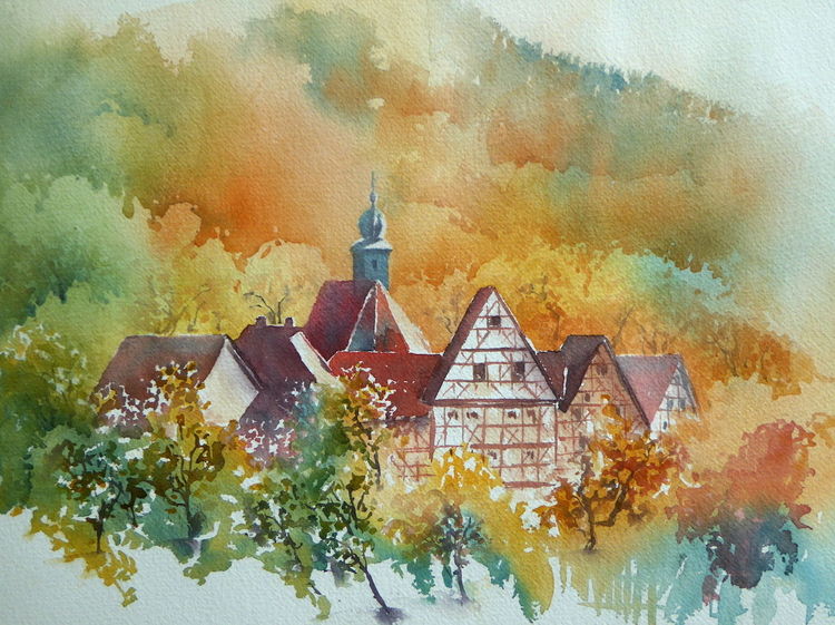 Landschaft, Aquarellmalerei, Oberfranken, Aquarell