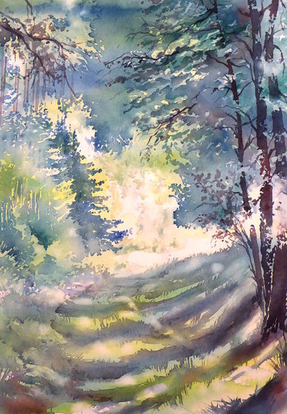 Sonne, Aquarell, Herbst, Thüringen