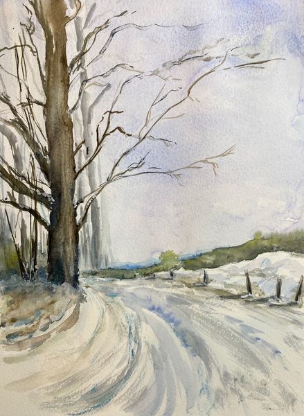 Zaun, Winter, Straße, Schnee