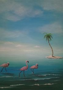 Wolken, Urlaub, Flamingo, Horizont