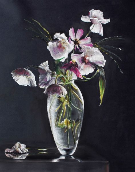 Pink, Mohnblumen, Glasvase, Vase