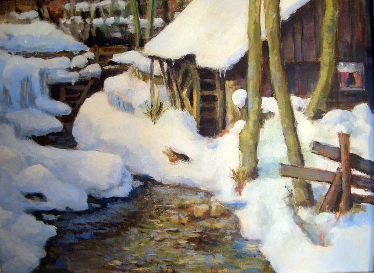 Bodental, Winter, Mühle, Malerei