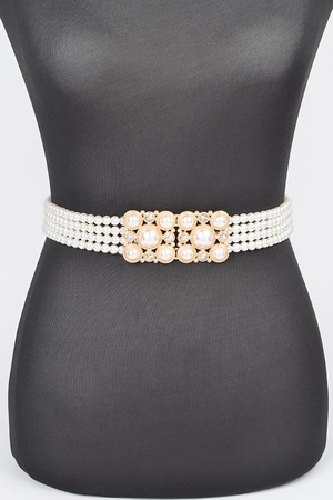 Faux Pearl Elastic Belt